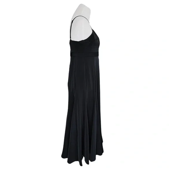 BCBGMaxAzria Women’s Strappy Satin Flared Midi Dress Black 8 - Picture 7 of 9
